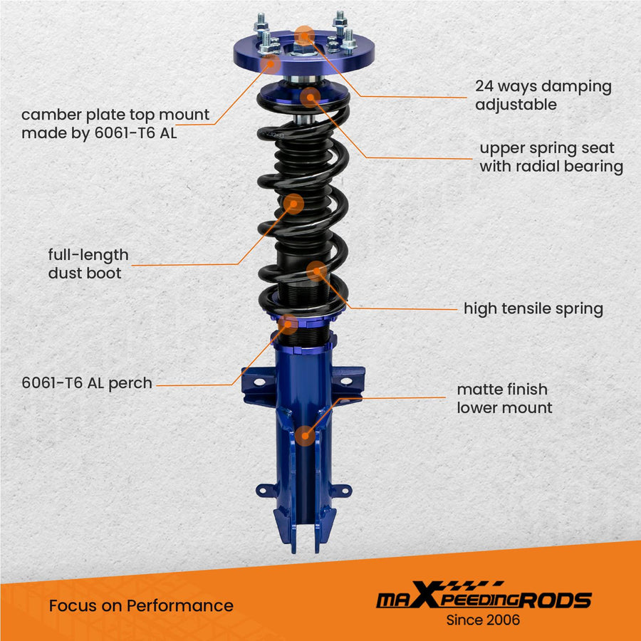 Coilover-alustasarja Ford Mustang S-197 2005-2014, Korkeuden säädettävä