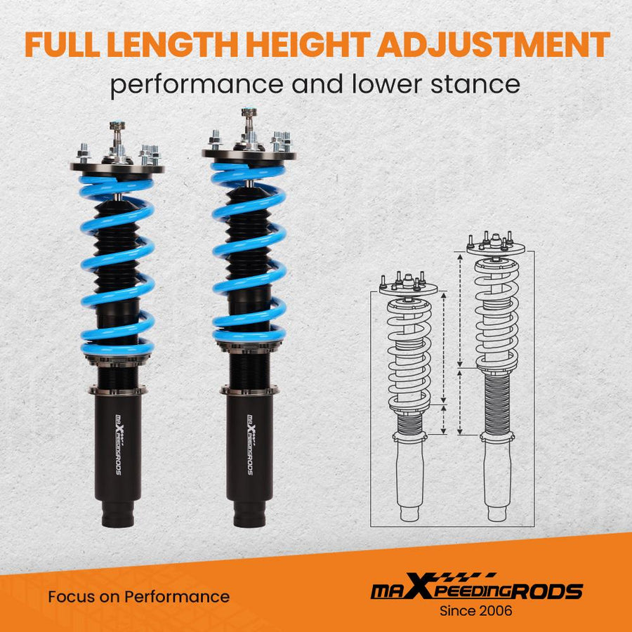 MaXpeedingrods T6 Advanced Series 24-tie säädettävät Coiloverit Iskunvaimentimet Honda Accord CG 98-02