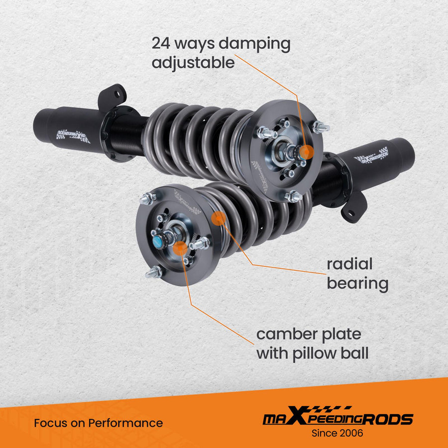 MaXpeedingrods T7 Advanced Series 24-tie säädettävä Coilover BMW E46 330i 325i 318d 320d 330d 1999-2005