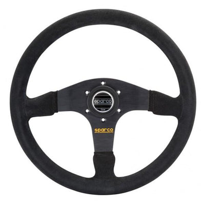 Sparco R375 Ratti (36 mm Syvyys), Musta Mokkanahka, Mustat Puolat