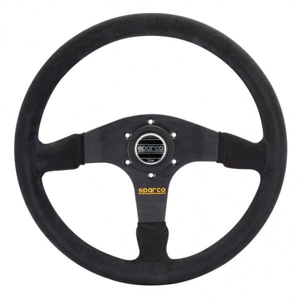 Sparco R375 Ratti (36 mm Syvyys), Musta Mokkanahka, Mustat Puolat