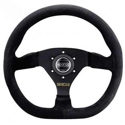 Sparco L360 Litteä Ratti, Musta Mokkanahka, Mustat Puolat