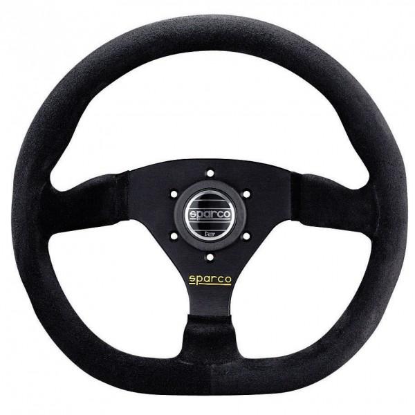 Sparco L360 Litteä Ratti, Musta Mokkanahka, Mustat Puolat