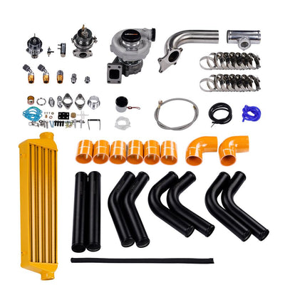 T3/t4 Turbo Kit 350hv + hukkaportti + välijäähdytin + putki + BOV + öljyputki, 10 kpl