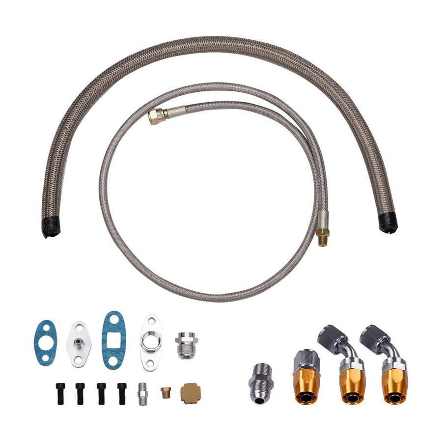 T3/t4 Turbo Kit 350hv + hukkaportti + välijäähdytin + putki + BOV + öljyputki, 10 kpl