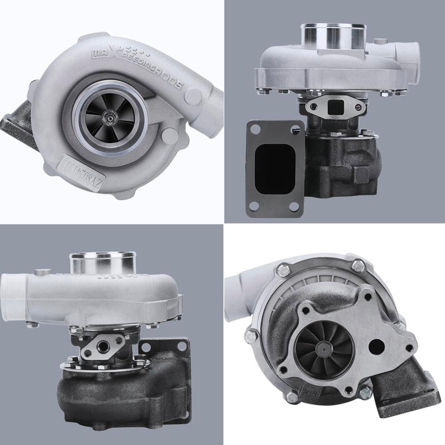 Universaali T3 T4 T04E Turbo Turboahdin .57 A/R Öljyjäähdytteinen turbiini, 5-pulttinen laippa, 1.5-2.5L 400 hv