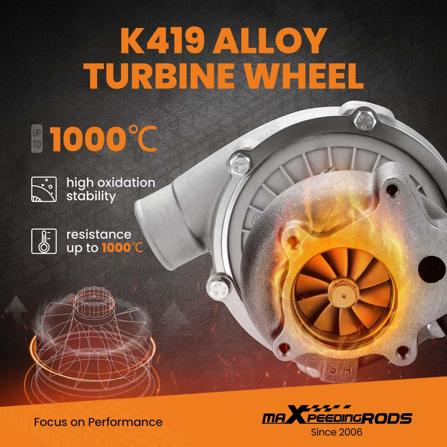 Billet kompressorin pyörä yleismallinen turbo Turboahdin T3T4 T04E T3 .63 A/R turbiini 1.5L-2.5L moottorille, 400 hv