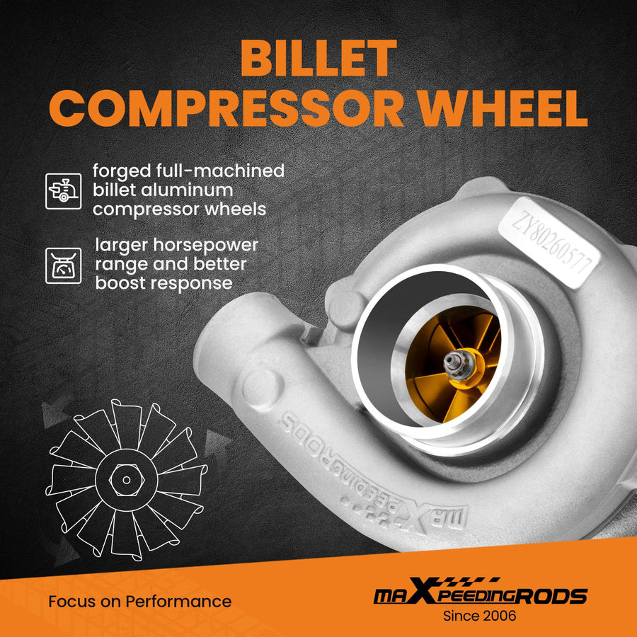 Billet kompressorin pyörä yleismallinen turbo Turboahdin T3T4 T04E T3 .63 A/R turbiini 1.5L-2.5L moottorille, 400 hv