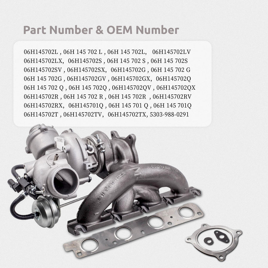 Turboahdin Audi A4 A5, VW Volkswagen 2.0 TFSI 2009-2012 Quattro 06H145702L 06H145701Q