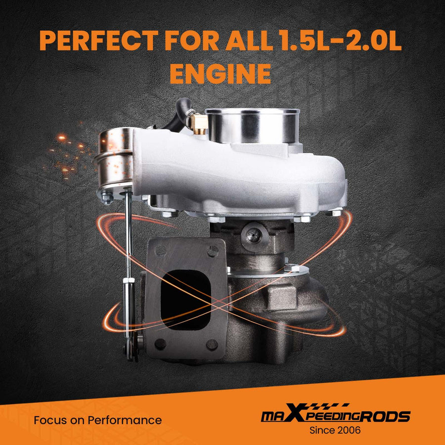 GT2871 GT2860SR20 Päivitys Turboahdin 350 hv, 0.6 A/R, 0.64 A/R, 5-pulttinen laippa, universaali öljy- ja vesijäähdytys