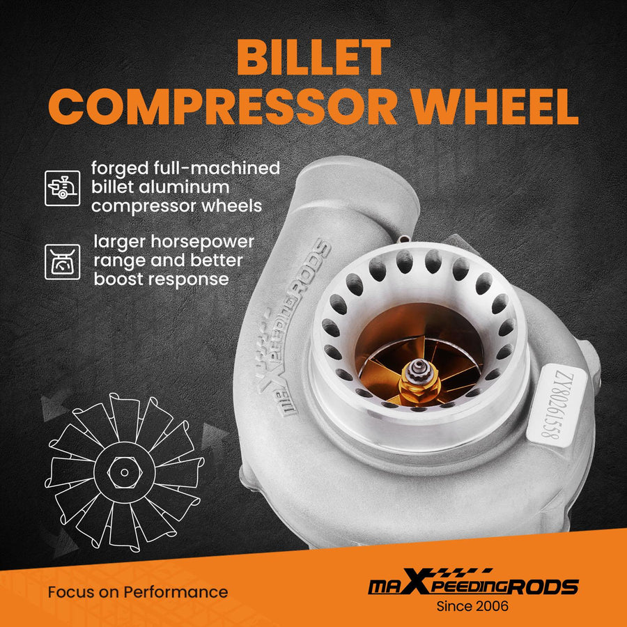 Billet kompressorin pyörä katuversio T3 GT3582 GT35 A/R 0.63, 0.7 Anti-Surge Turboahdin turbiini