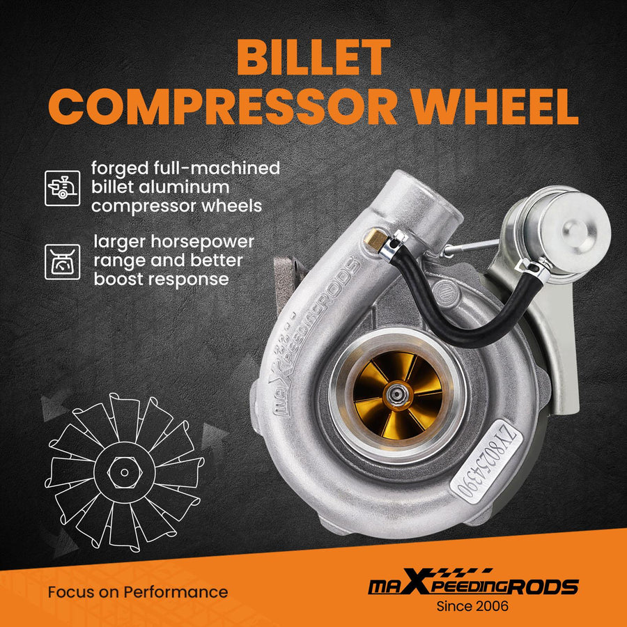 Billet kompressorin pyörä katuversio Turboahdin täydellinen 4- tai 6-sylinterisille, 1.5L-2.5L moottoreille