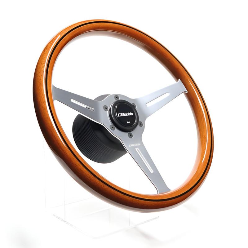 GReddy Sports "Wood Type" Ratti (47 mm syvyys), vaaleanruskea, alumiiniset puolat - 340 mm