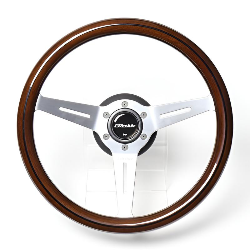 GReddy Sports "Wood Type" Ratti (47 mm syvyys), tummanruskea, alumiiniset puolat - 340 mm