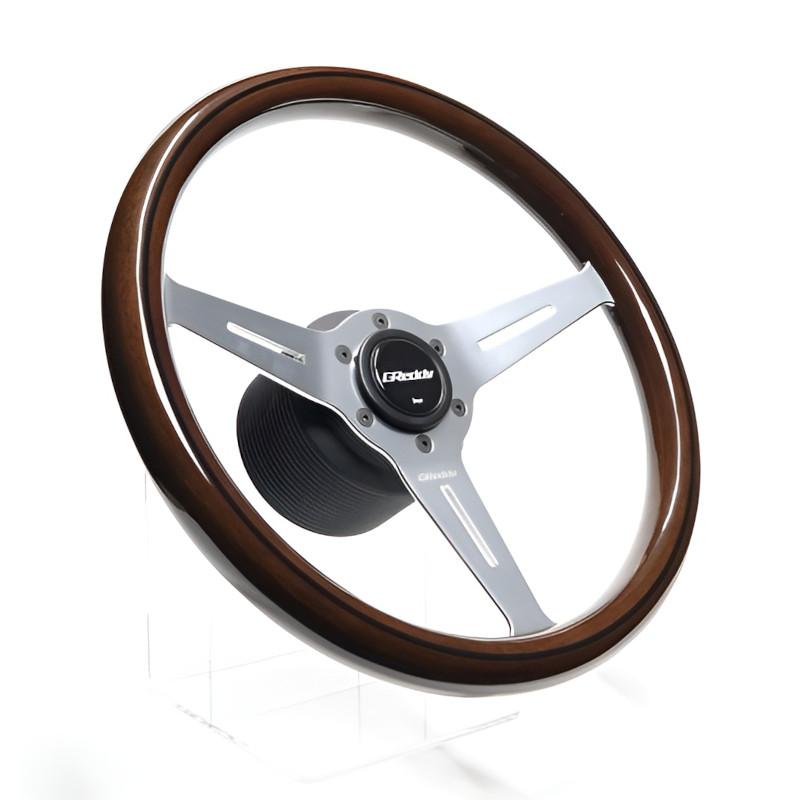 GReddy Sports "Wood Type" Ratti (47 mm syvyys), tummanruskea, alumiiniset puolat - 340 mm