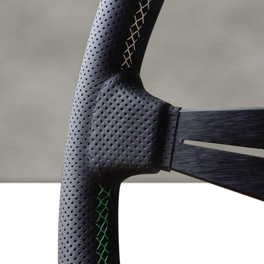 Nardi Deep Corn Ratti, Musta Rei'itetty Nahka, Mustat Puolat, 3-Osainen Italia Tikkaus, 50 mm Syvyys, Ø33 cm