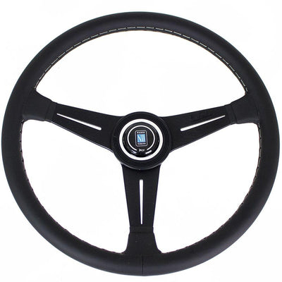 Nardi Classic ND39 Ratti, Musta Nahka, Mustat Puolat, Harmaa Tikkaus, 30 mm Syvyys