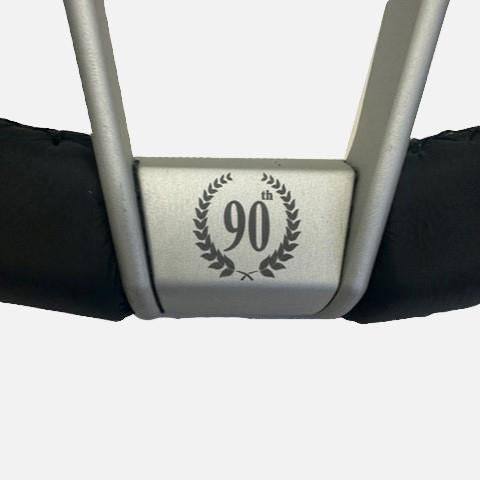 Nardi Novantesimo 90-vuotisjuhla Ratti, Musta Nahka, Valkoiset Puolat, Ø35.5 cm, Valkoinen Keskirengas