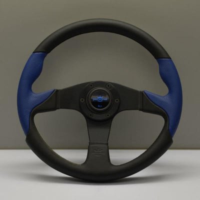 Personal Thunder Ratti - 350 mm - Musta Nahka & Sininen Perforoitu Nahka, Mustat Puolat