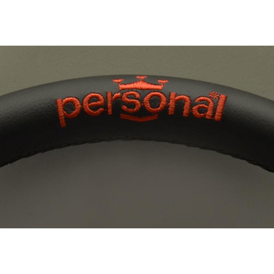 Personal Pole Position Ratti - 330 mm - Musta Nahka & Punainen Mokkanahka, Mustat Puolat, Punainen Logo