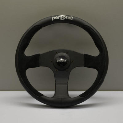 Personal Pole Position Ratti - 330 mm - Musta Nahka & Mokkanahka, Mustat Puolat, Hopeinen Logo