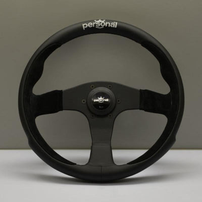 Personal Pole Position Ratti - 350 mm - Musta Nahka & Mokkanahka, Mustat Puolat, Hopeinen Logo