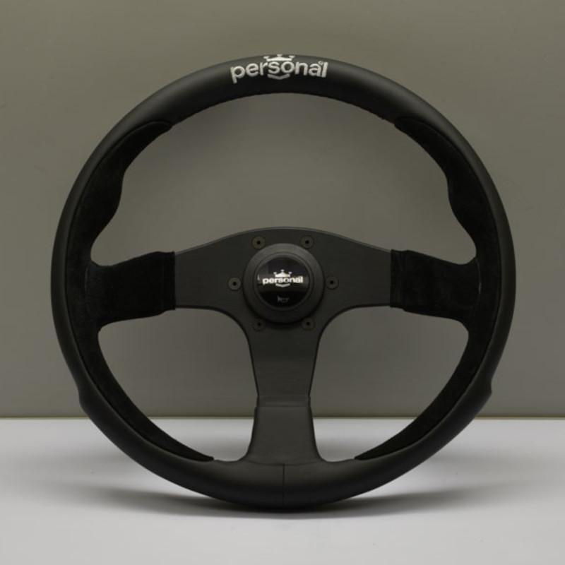 Personal Pole Position Ratti - 350 mm - Musta Nahka & Mokkanahka, Mustat Puolat, Hopeinen Logo