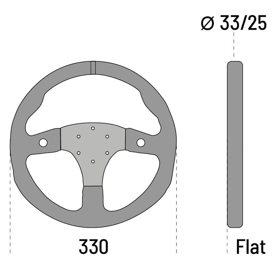Sparco R330B Litteä Ratti, Mokkanahka, 2 Painiketta