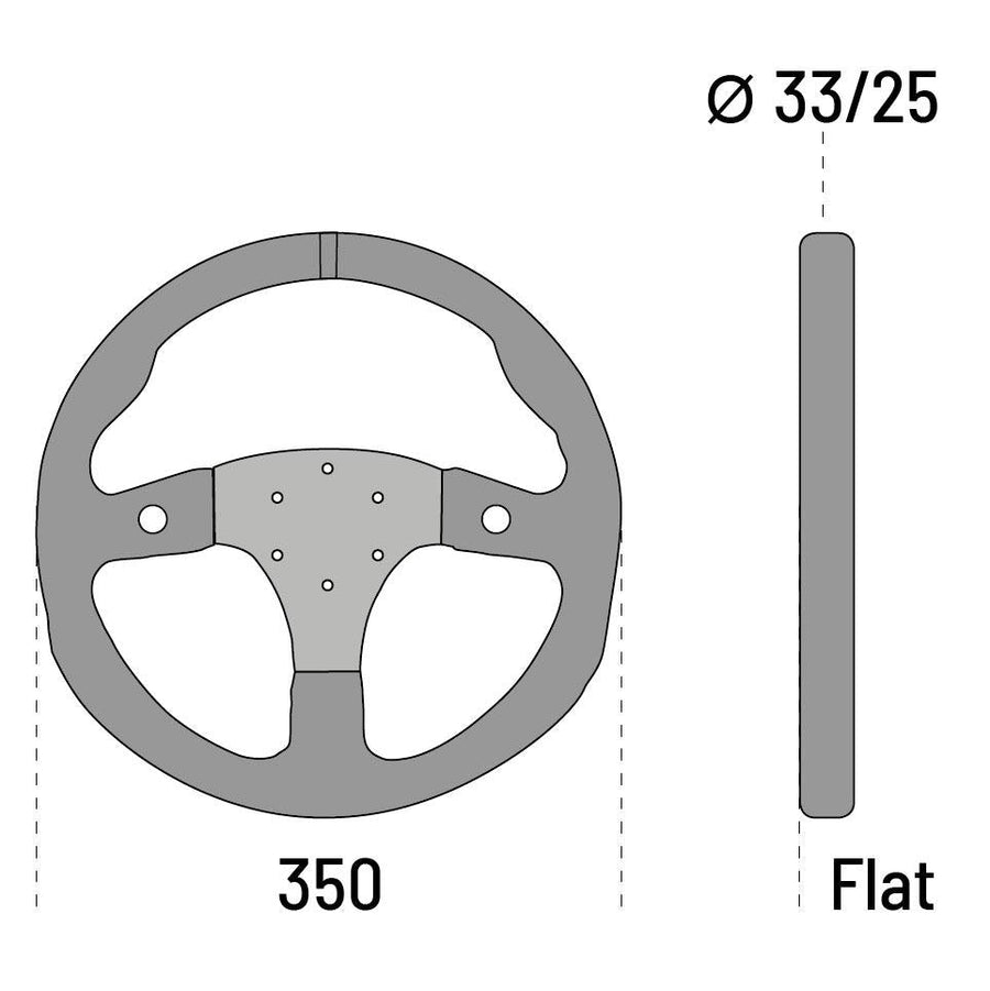 Sparco R350B Litteä Ratti, Mokkanahka, 2 Painiketta