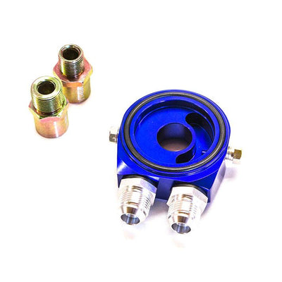 Sandwich plate öljynjäähdyttimelle – AN10-liitännät ja 1/8” NPT anturiportit (sininen)