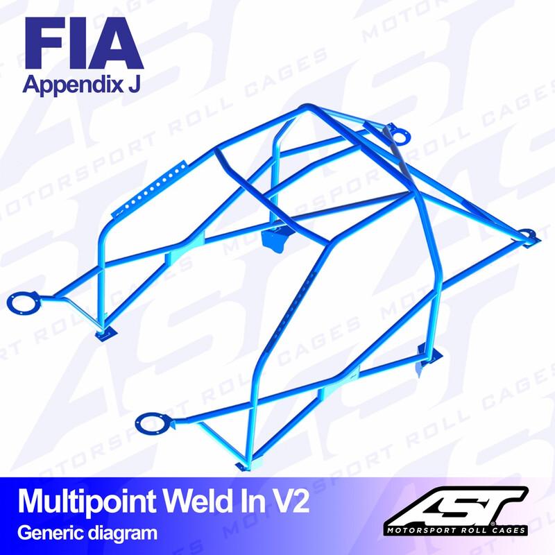 AST Rollcages V2 hitsattava 10-pisteen turvakaari BMW E30 Coupe, RWD - FIA-hyväksytty