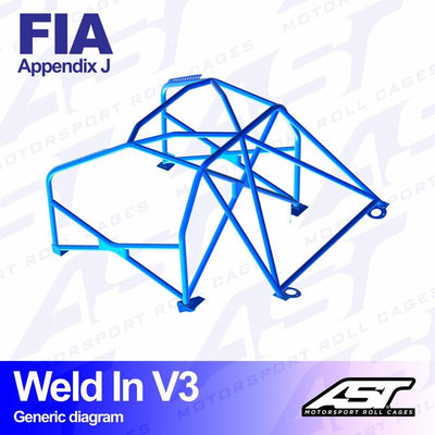 AST Rollcages V3 hitsattava 8-pisteen turvakaari Porsche 944 - FIA-hyväksytty