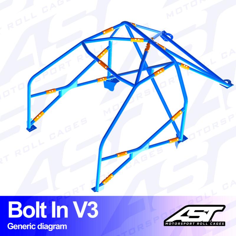 AST Rollcages V3 pultattava 6-pisteen turvakaari Audi S3 8P - 3-ovinen, Quattro - FIA-hyväksytty