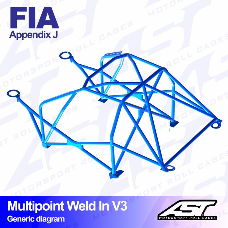 AST Rollcages V3 hitsattava 10-pisteen turvakaari Nissan Micra / March K11 - FIA-hyväksytty