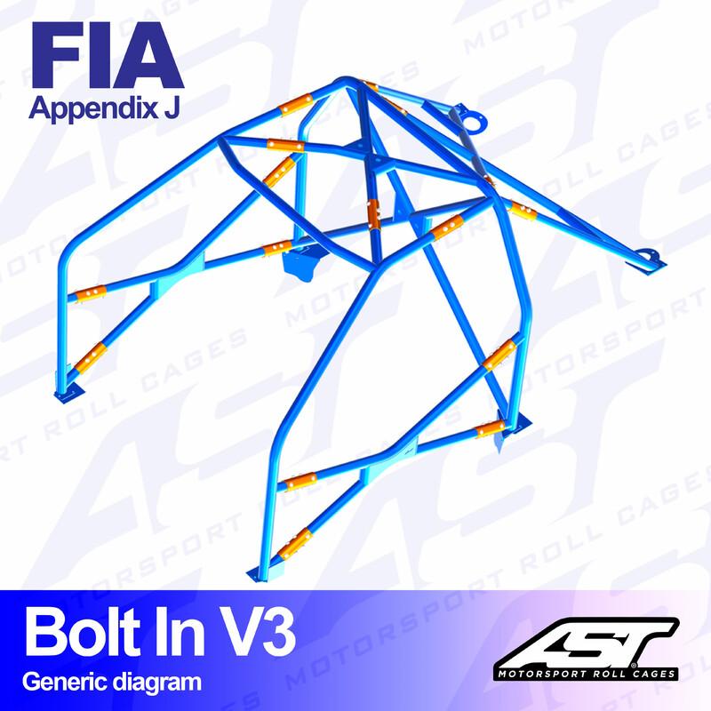 AST Rollcages V3 pultattava 6-pisteen turvakaari BMW E36 Coupe - FIA-hyväksytty