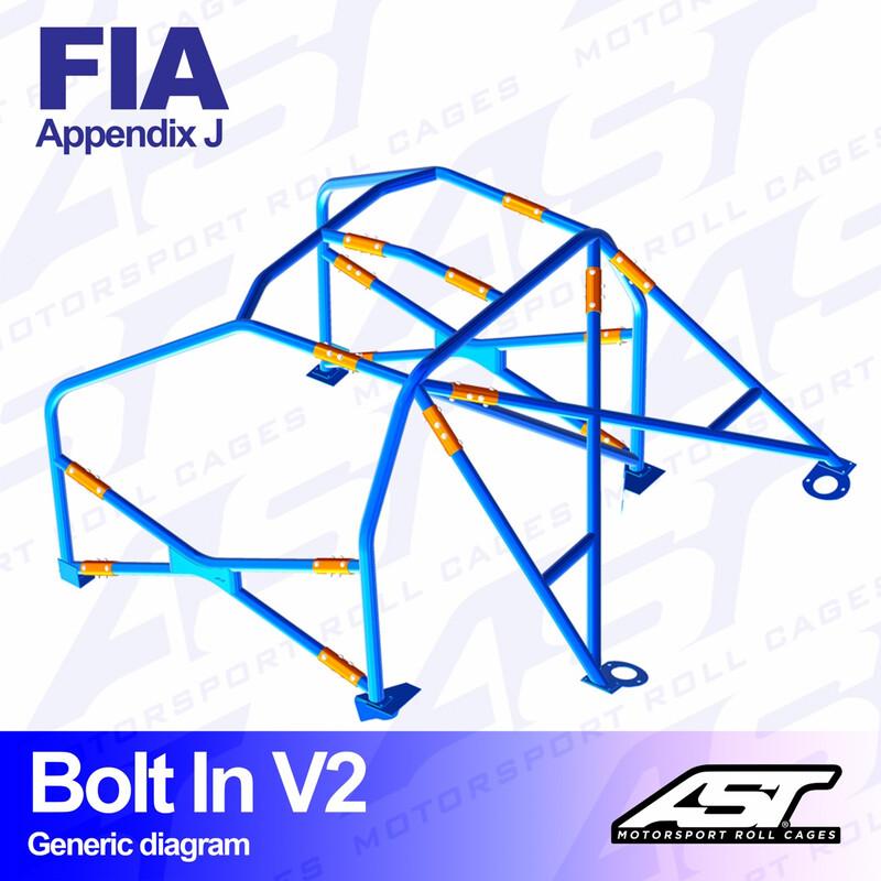 AST Rollcages V2 pultattava 6-pisteen turvakaari Renault 19 5-ovinen - FIA-hyväksytty