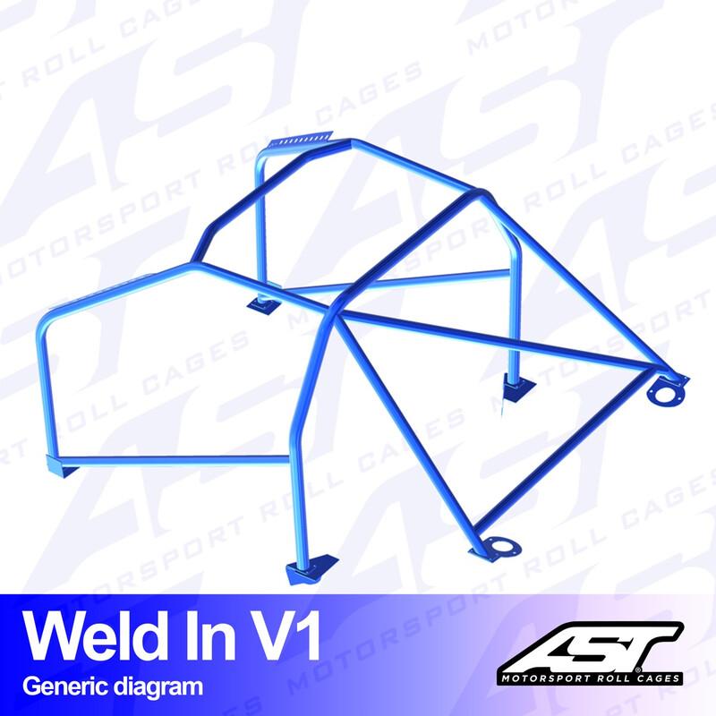AST Rollcages V1 hitsattava 8-pisteen turvakaari Audi S3 8L - 3-ovinen, Quattro