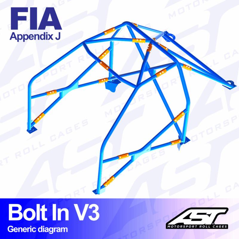 AST Rollcages V3 pultattava 6-pisteen turvakaari Peugeot 106 - FIA-hyväksytty