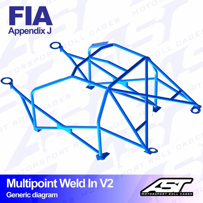 AST Rollcages V2 hitsattava 10-pisteen turvakaari Nissan Sunny - FIA-hyväksytty