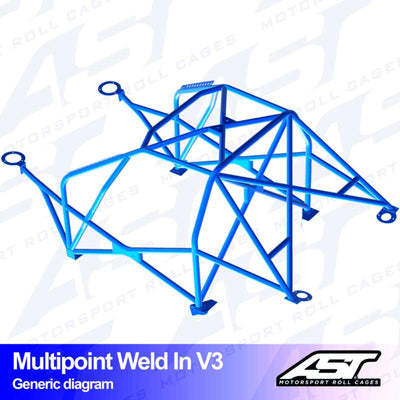 AST Rollcages V3 hitsattava 10-pisteen turvakaari VW Golf 4 3-ovinen, 4WD