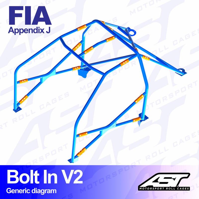 AST Rollcages V2 pultattava 6-pisteen turvakaari Audi Coupe B3 (Quattro) - FIA-hyväksytty