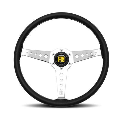 Momo California Ratti (34 mm Syvyys), Musta nahka, Kromipuolat - 36 cm