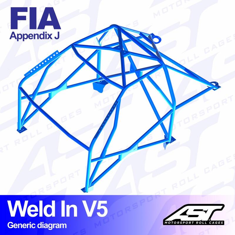 AST Rollcages V5 hitsattava 8-pisteen turvakaari Ford Fiesta MK5 & MK6 - 3-ovinen - FIA-hyväksytty