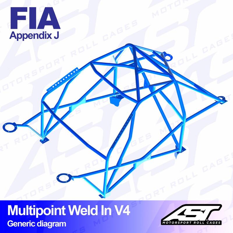 AST Rollcages V4 hitsattava 10-pisteen turvakaari Toyota Supra MK3 (A70) - FIA-hyväksytty