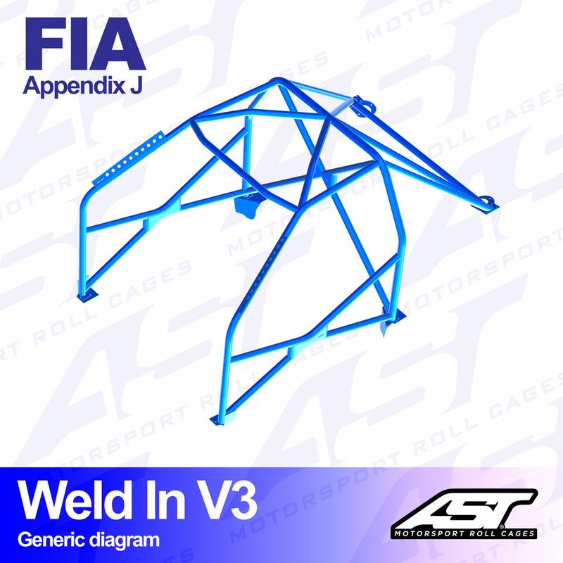 AST Rollcages V3 hitsattava 8-pisteen turvakaari Mazda MX-5 NB - FIA-hyväksytty