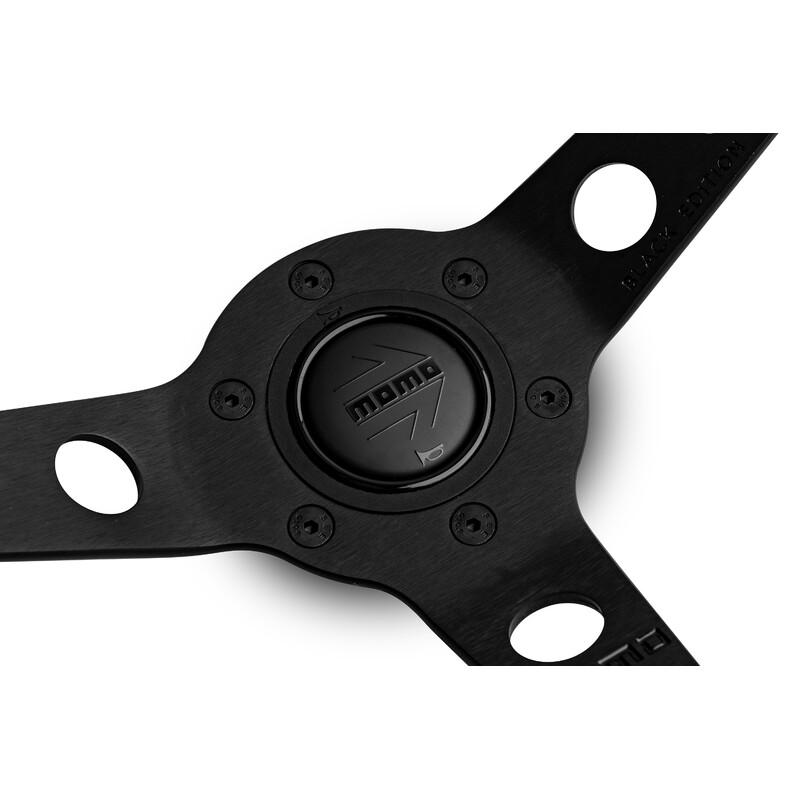 Momo Mod. 07 Black Edition Ratti (72 mm Syvyys), Musta Mikrokuitu, Mustat Puolat - 35 cm