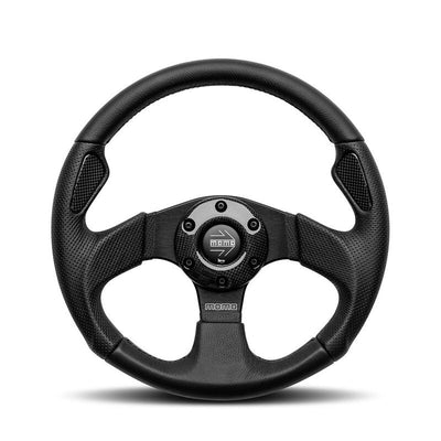 Momo Jet Ratti (40 mm Syvyys), Musta Nahka, Mustat puolat - 32 cm