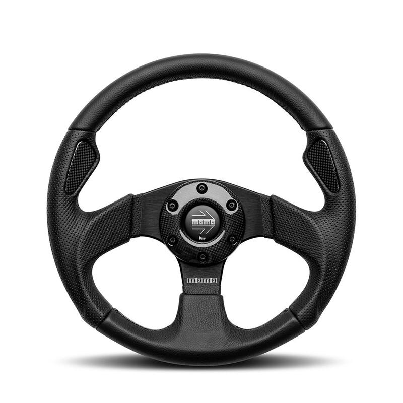 Momo Jet Ratti (40 mm Syvyys), Musta Nahka, Mustat puolat - 32 cm