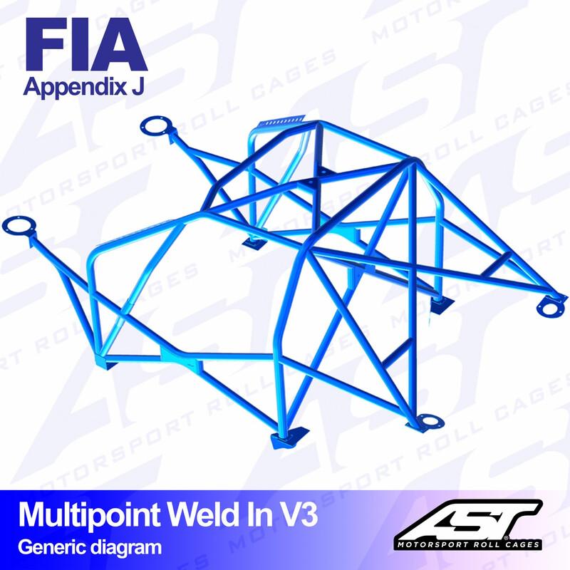 AST Rollcages V3 hitsattava 10-pisteen turvakaari Subaru Legacy BC - FIA-hyväksytty