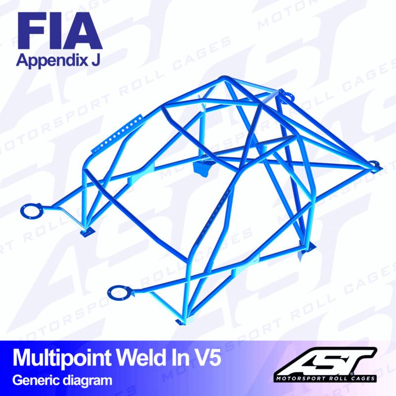 AST Rollcages V5 hitsattava 10-pisteen turvakaari Ford Fiesta MK3 - 3-ovinen - FIA-hyväksytty